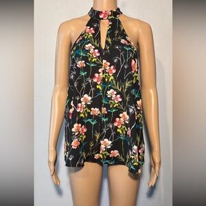Express Black Floral Halter Neck Blouse